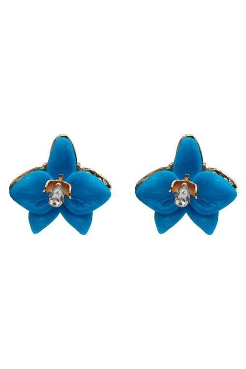 Brinco Orquídea Arte Azul
