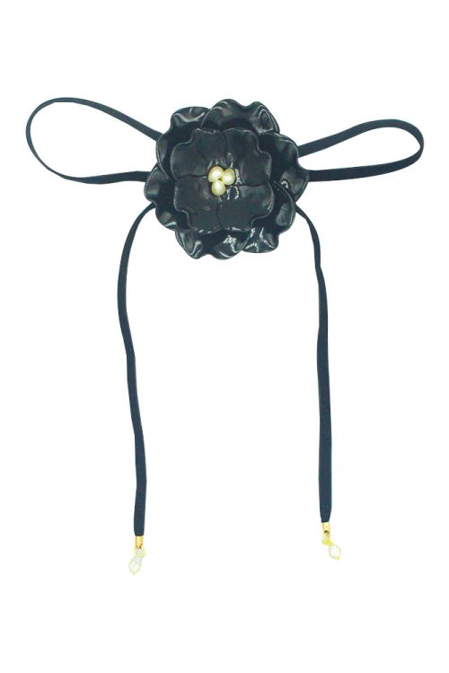 Colar Choker Flor Preto